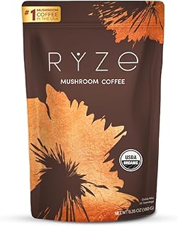 RYZE SUPERFOODS Mushroom Coffee USDA Organic with 6 Adaptogenic Mushrooms and MCT Oil, USA Grown Instant Coffee for Better Energy, Focus, Digestion, Immunity with Lions Mane & Turkey Tail, 30 servings