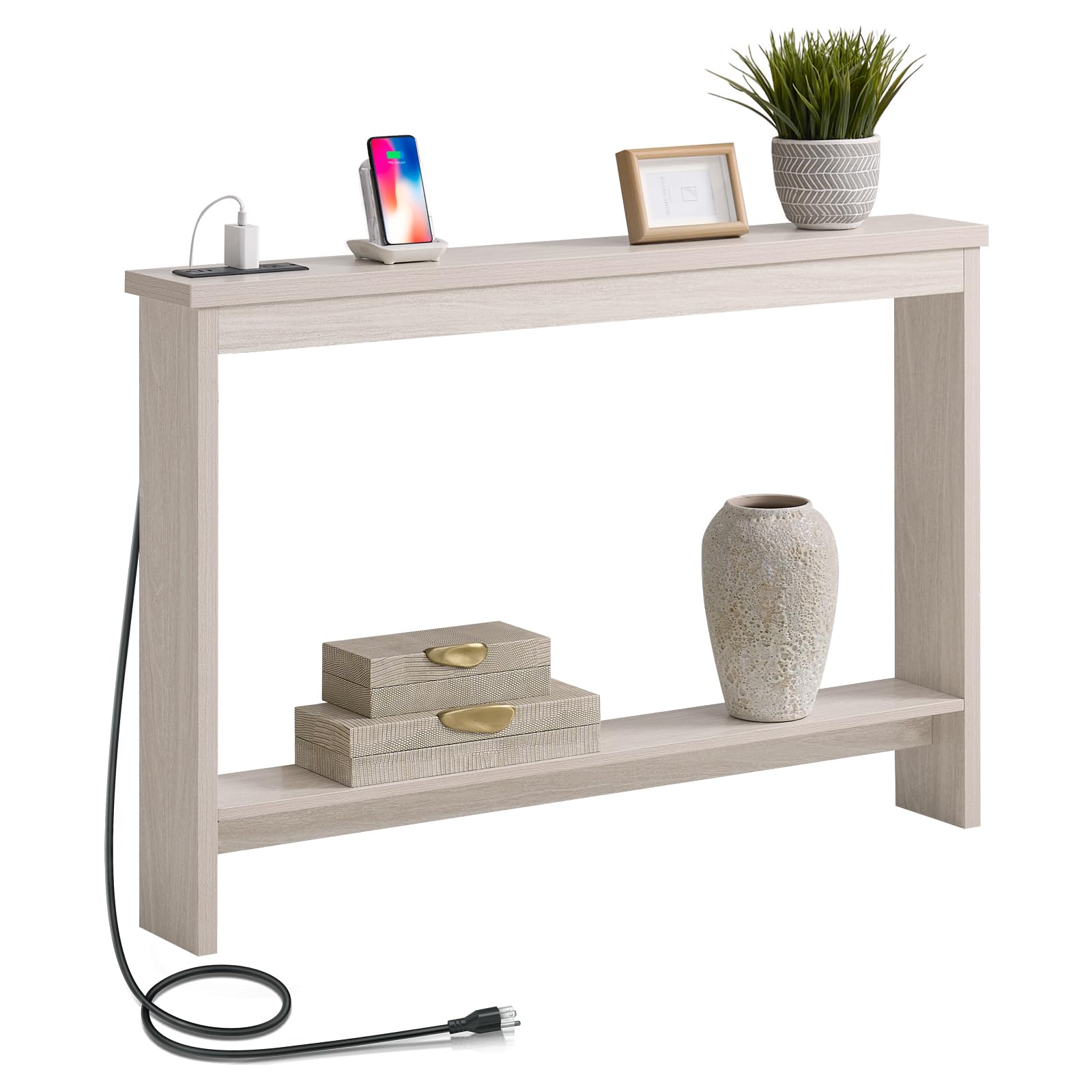 Console Table White Oak Grey