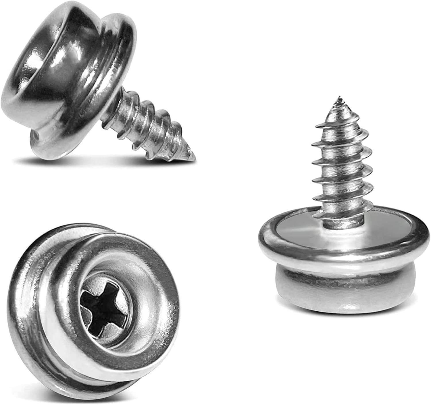 YeeBeny Stainless Steel Screws Marine Grade Boat Canvas Snaps 3/8" Socket with Stainless Steel 5/8" Screw, Snaps for Boat Cover, Snap Screw Stud, Made