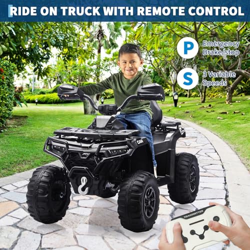 12V Electric Ride on Toys for Childrens with Remote Control, Kids ATV with LED Lights & Bluetooth, Dual 45W Motors & 3 Speed Modes, Electric Car for Kids,Black - Image 5