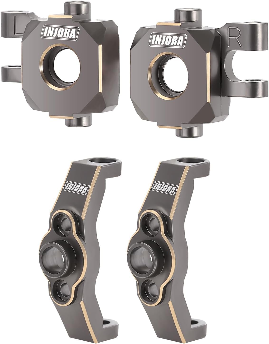 INJORA Grey Brass Caster Blocks C-Hubs and Steering Blocks Knuckle kit for TRX4M 1/18 RC Crawler Upgrade Parts