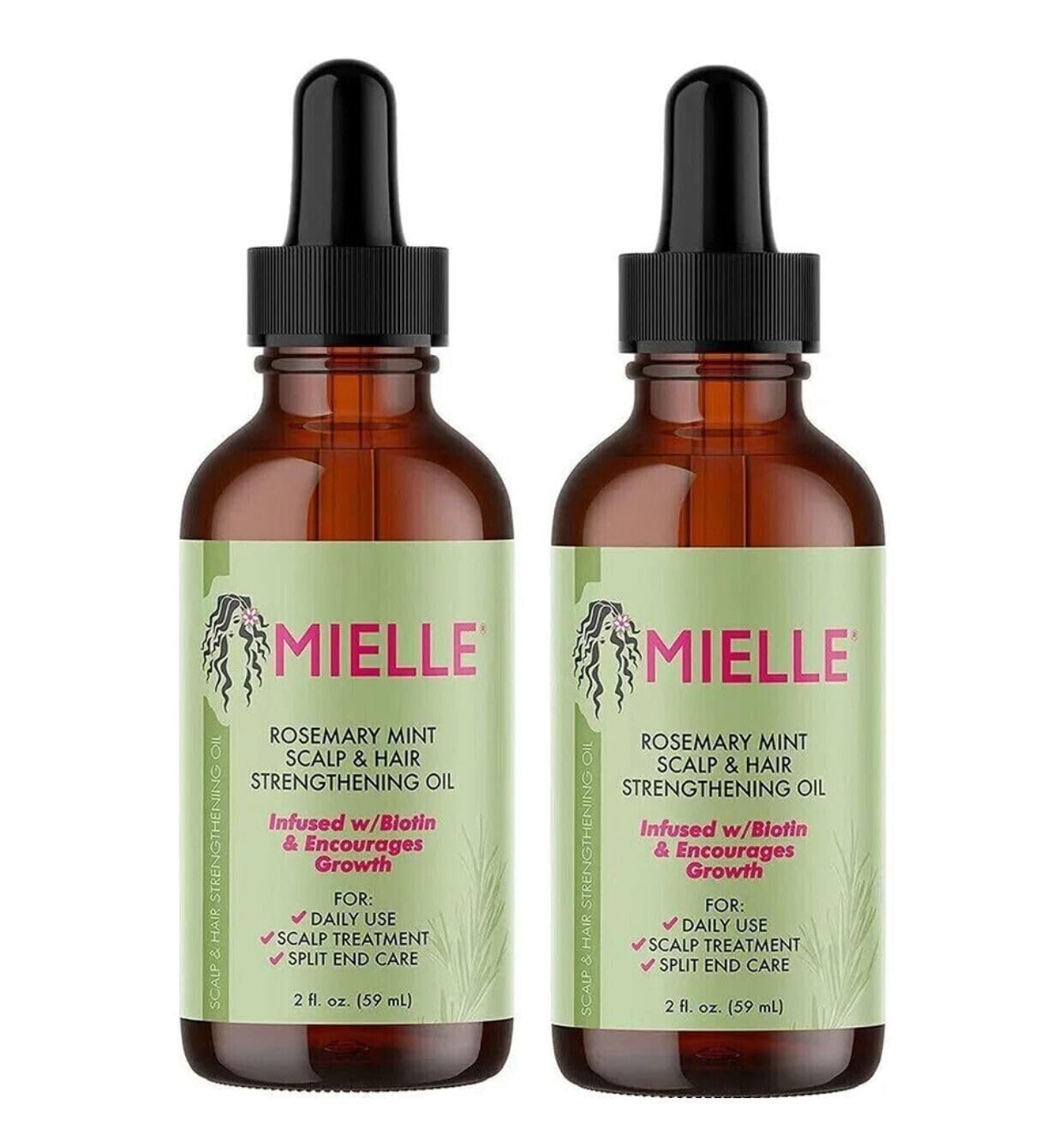 2 Bottles Natural Rosemary Essential Oil For Hair Growth & Strengthening 59 ML