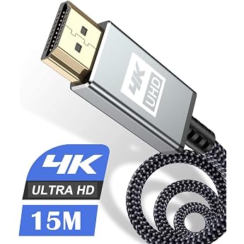 4K HDMI Cable, 49.2 ft 15 m, High Speed Upgraded Version, HDMI Cable, 4K 60Hz, HDMI 2.0 Standard, 3840p/2160p, UHD, 3D, HDR, 18Gbps, High Speed Ethernet, ARC hdmi Cable, Compatible - Display PC