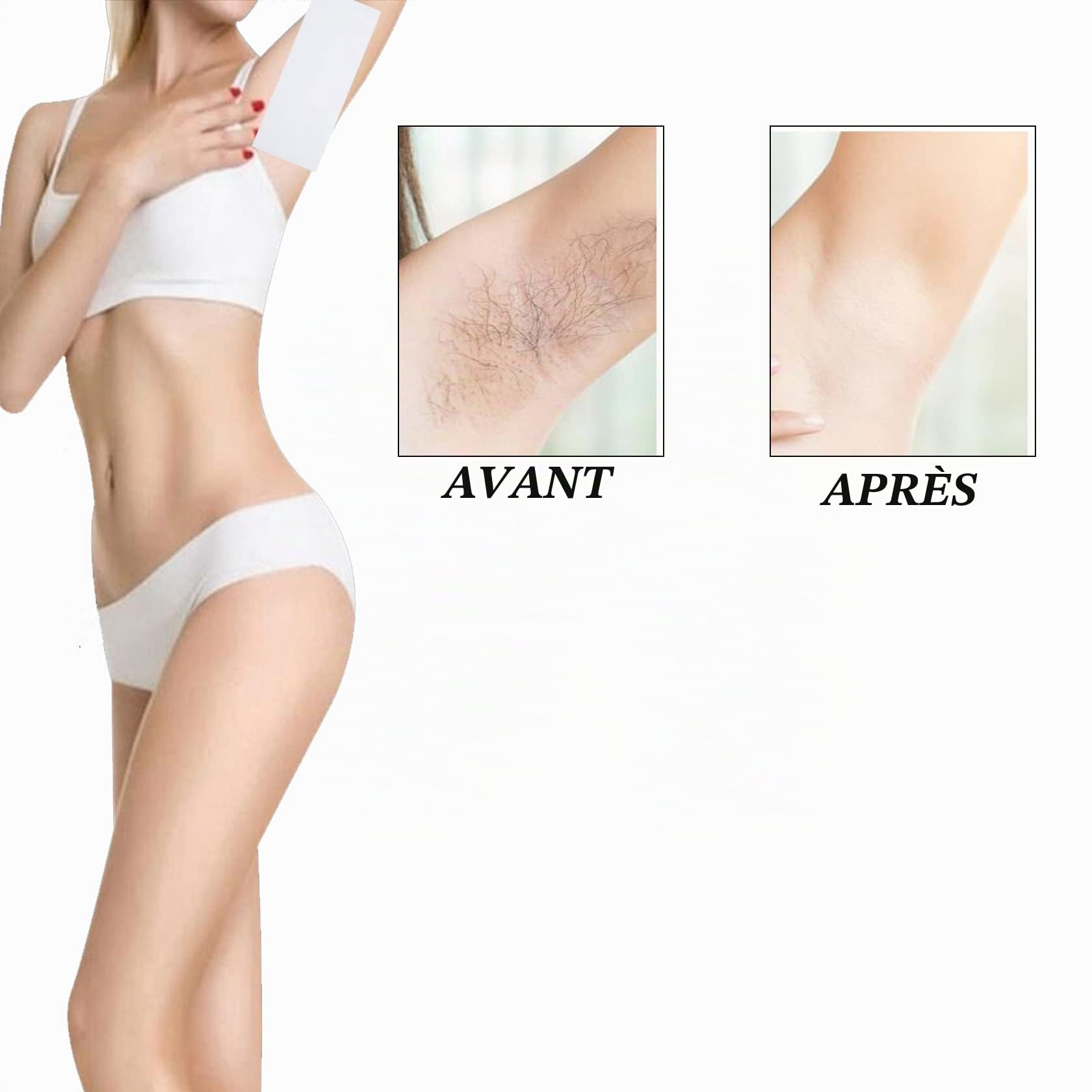 Lot de 400 bandes non tissées et bandes en bois douces pour l'épilation des jambes, poitrine, dos et parties intimes