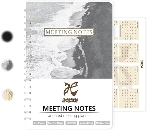 Miniatura 1 de JAEMEYEM Cuaderno de reuniones para trabajar con calendario, 180 páginas (7 x 10 pulgadas), planificador de notas de reunión con artículos de