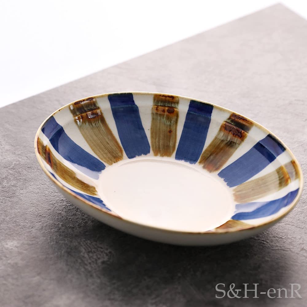 Amazon | 波佐見焼 オーバルボウル 藍染窯 藍ブルー シリーズ