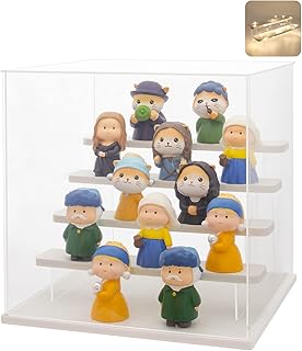 Instnovny 5 Tier Display Case,Acrylic Boxes for Display Action Figures,Clear Fossils Countertop Display Cases,Perfume Toy Storage Organizer,MiniFigures Display Shelf(White, 11.8 * 11 * 11.8 inches)