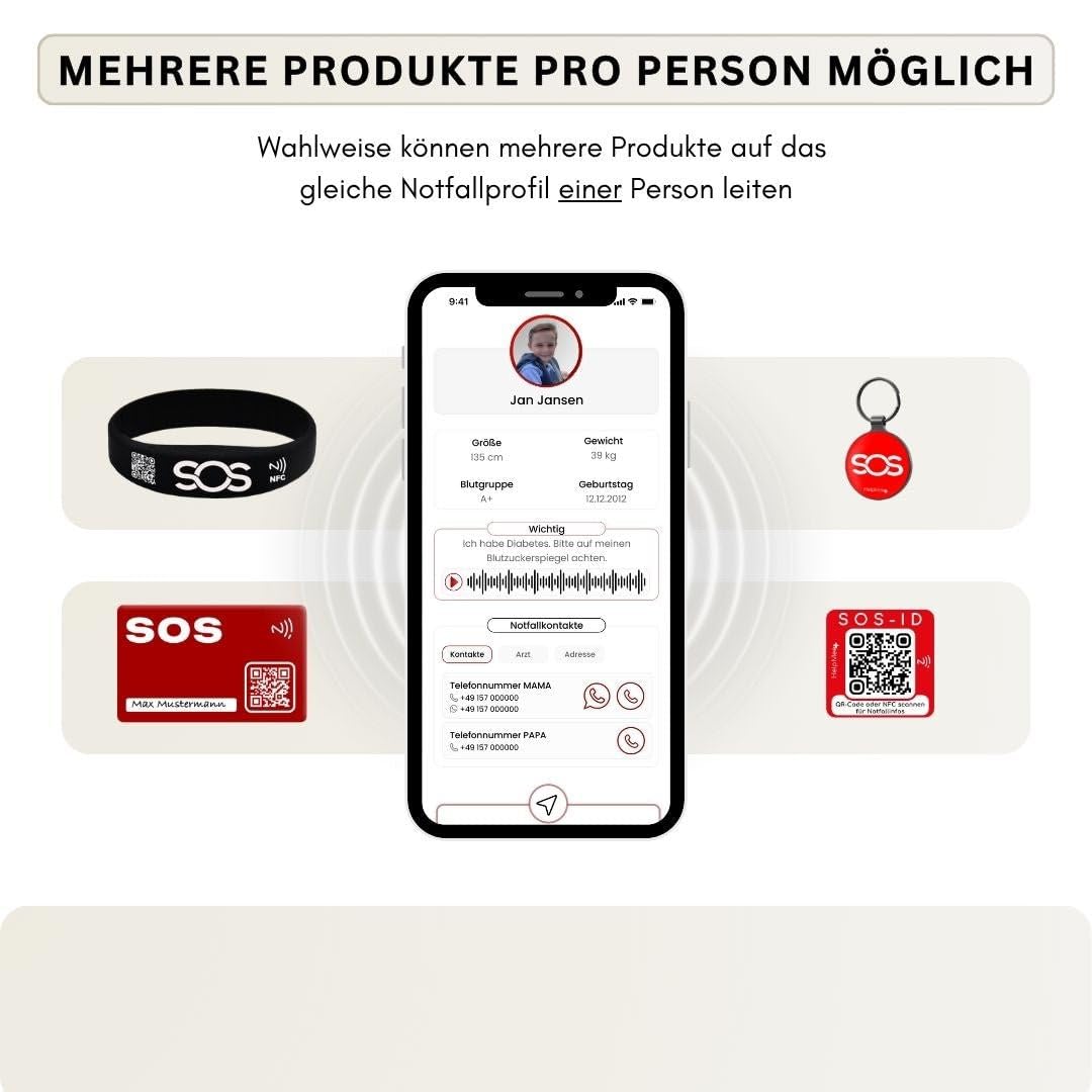 HelpMee® SOS Notfallarmband für Kinder – NFC & QR Code – Sicherheitsarmband mit Notfallprofil – Für Schule, Ausflüge, Reisen – schnell abrufbare Infos 6-10 Jahre/Schwarz
