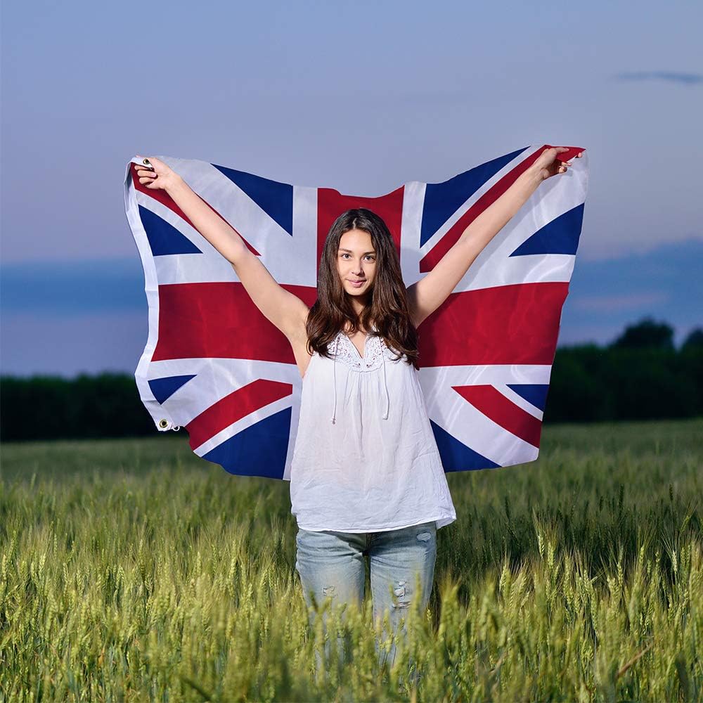 Vispronet 3ft x 5ft United Kingdom Flag – Indoor/Outdoor Country Flag Decorations – Union Jack Flag for Yard or Lawn – Weather-Resistant Knitted Polyester – Printed in the USA – Flag Only
