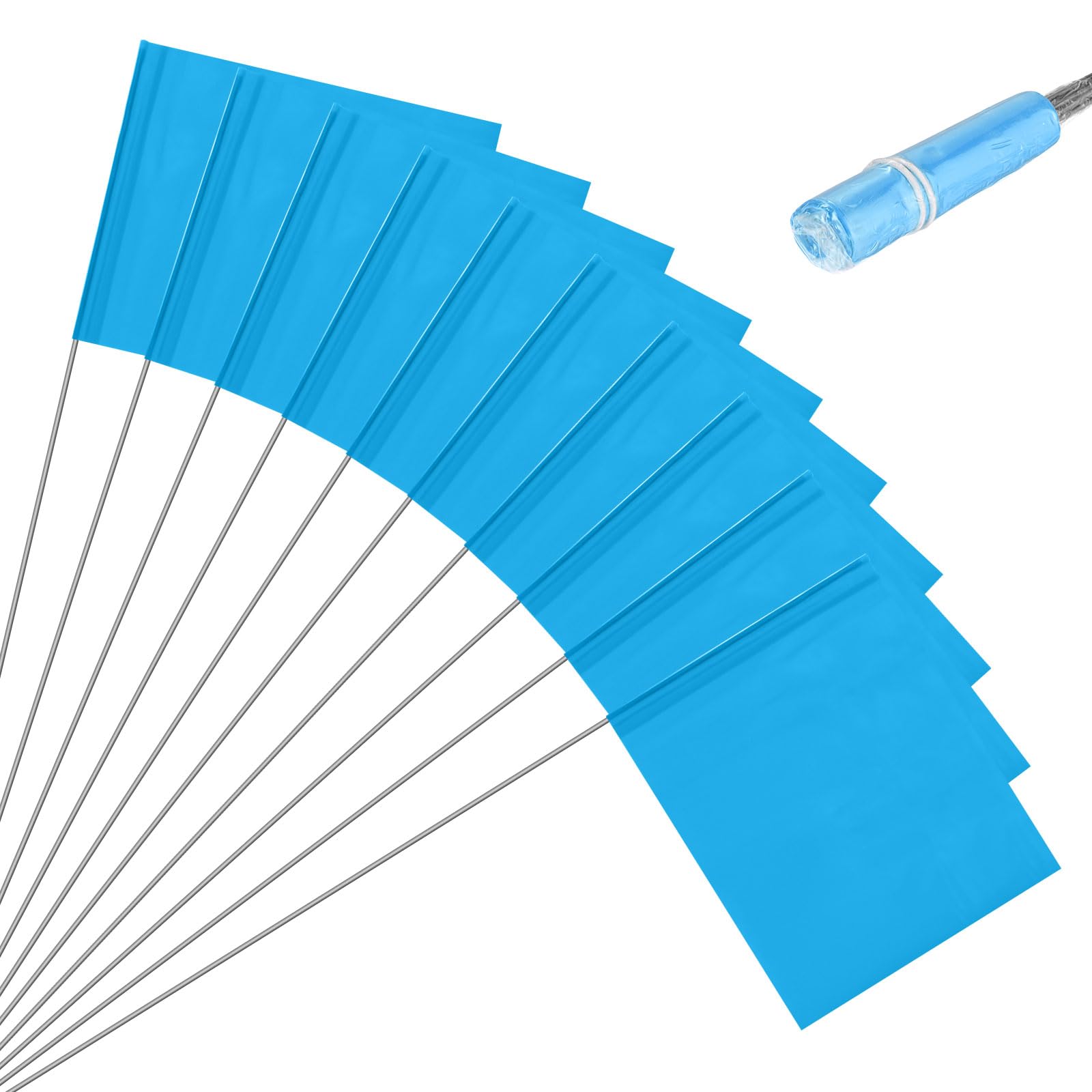 M METERXITY 10-Pack Blank Marking Flags Waterproof 15x5.1x4 Inch, Blue