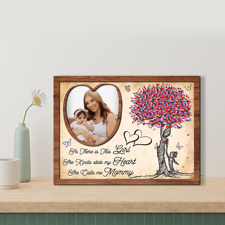 So There is This Girl She Calls Me Mommy Frame Sign, Custom Photo Sign, Personalized First Mother's Day Frame Wood Sign, 1st Mother's Day Gift from Baby Wooden Sign, New Baby, New Mom Decor gift/5