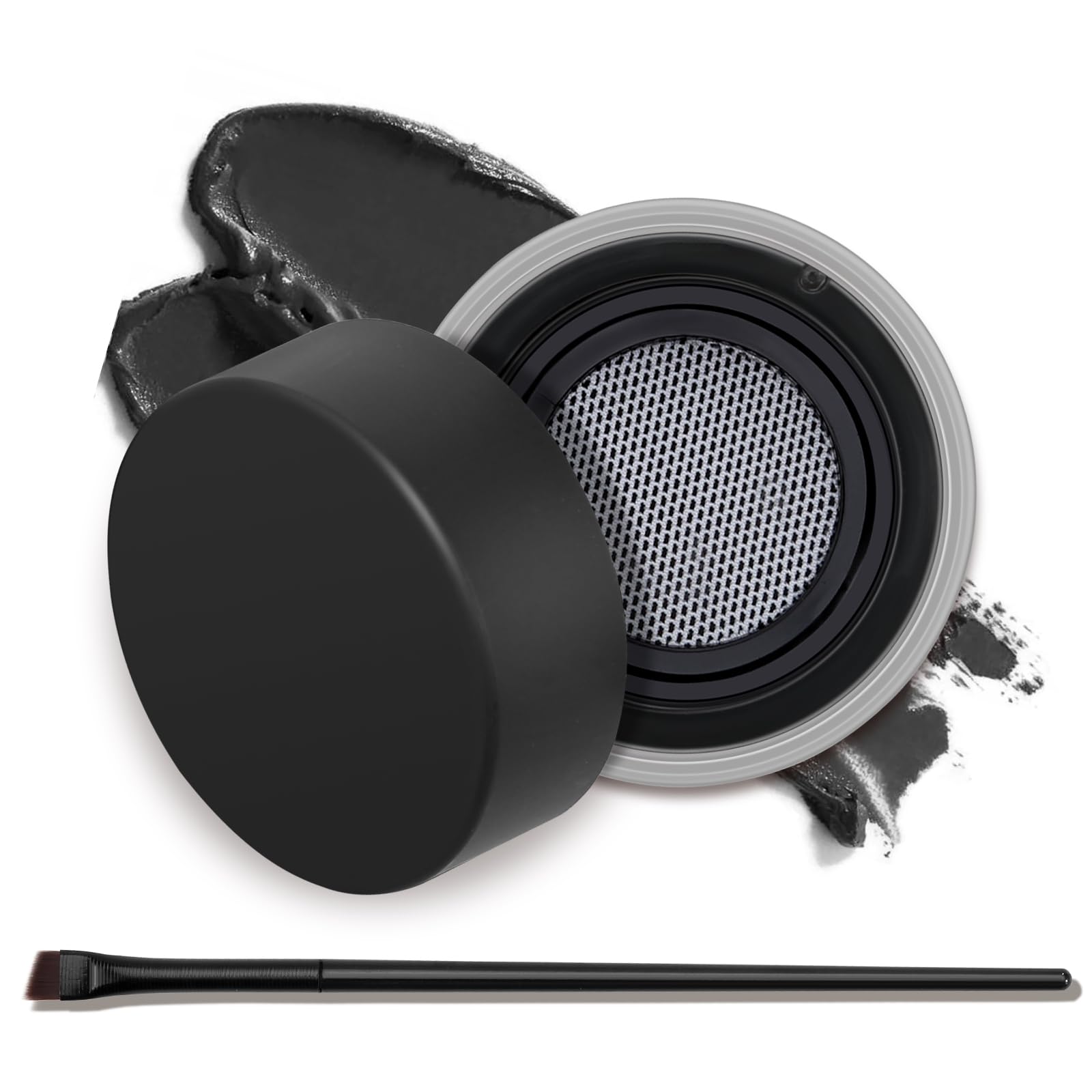 Boobeen Delineador de Ojos en Gel, Delineador de Ojos en Crema, Pomada para Cejas, Maquillaje con Pincel, Delineador de Ojos en Gel a Prueba de Manchas, Negro y Marrón