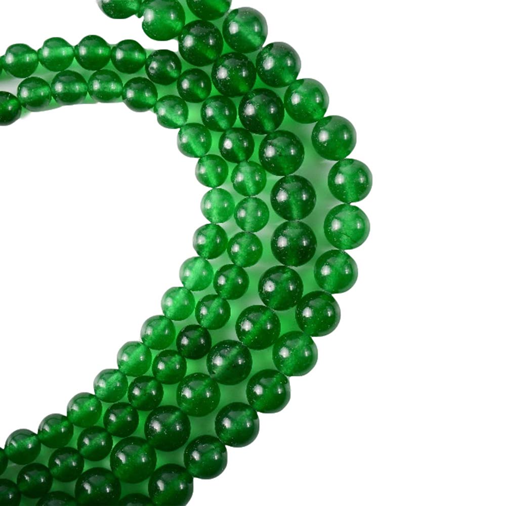 RayLineDo® 48Pcs 8mm Natural Bright Candy Green Malay Jade Stone Round Beads Loose Beads Wholesale for Jewelry Making — image 1