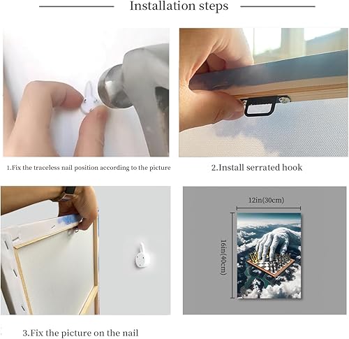 Miniatura 6 de Kyiyhzp Arte de pared de ajedrez, nube blanca, paisaje de montaña, imagen creativa para decoración moderna y elegante del hogar, baño, dormitorio,