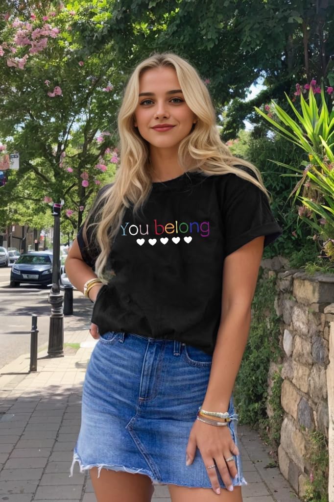 Pride Shirt for Women Be You LGBT Shirts Rainbow Heart Graphic Tshirt Womens Lesbian Day Gifts Short Sleeve Summer Outfits - Image 3