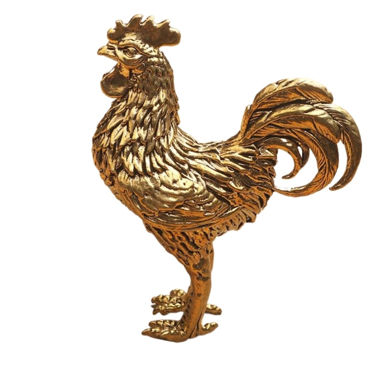 NGDFGR Brass Simulation Rooster Figurines,Interesting Animal Rooster Miniature Statue Sculpture Desktop Ornament Home Bonsai Micro Landscape Decor Accessories