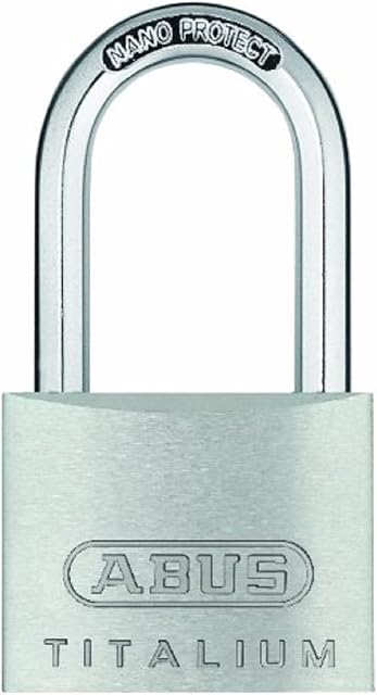 ABUS Kłódka Titalium 64TI/40HB40 gl.-6412 - równocześnie zamykająca i z wysokim pałąkiem - zamek do piwnicy z korpusem zamka ze specjalnego aluminium - poziom bezpieczeństwa ABUS 5