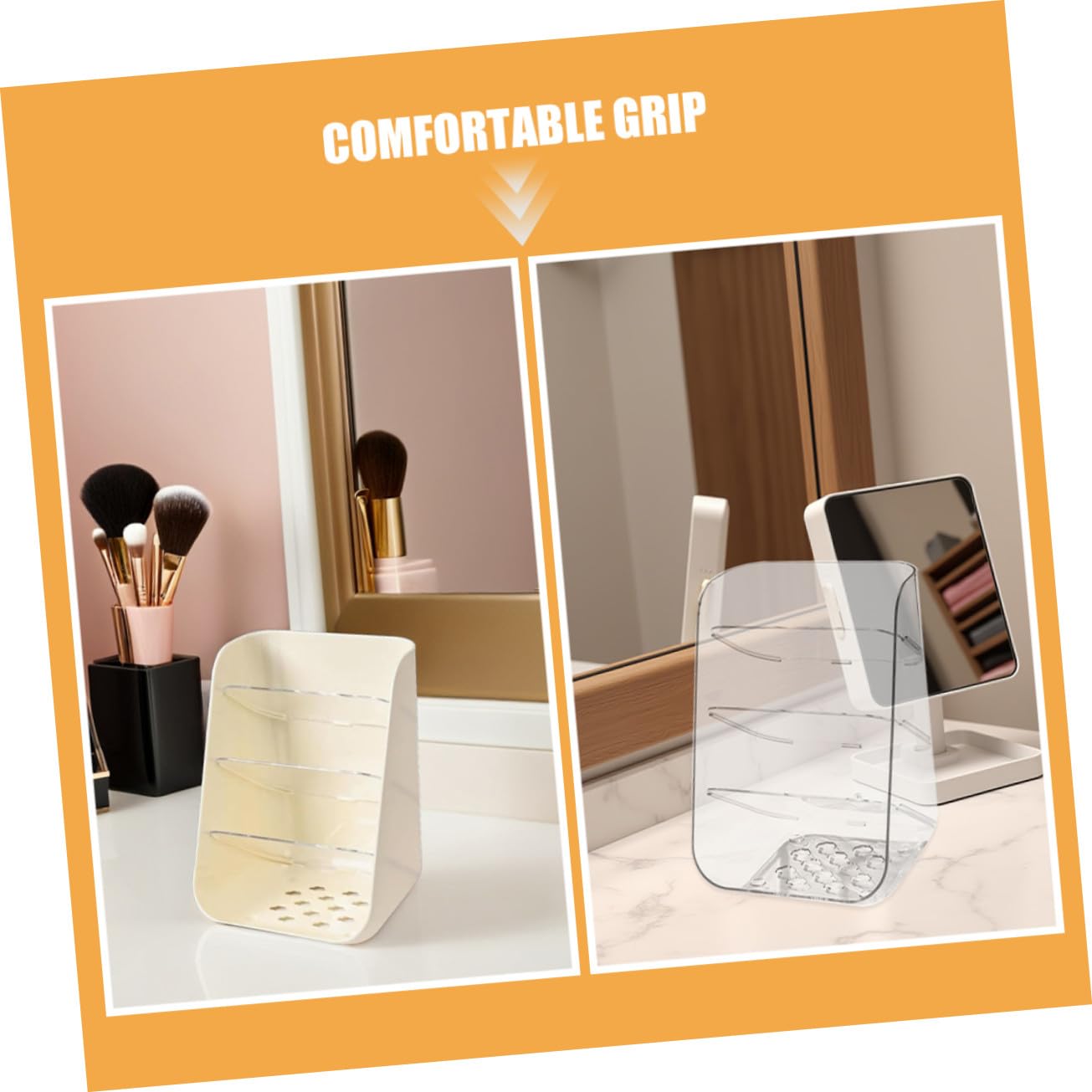 2 Pezzi Organizer Scrivania Portapenne e Cosmetici in Plastica con Base Ribaltamento Stabile e Versatile per Ufficio Camera e Toeletta