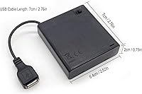 Vista 3 de Paquete de 2 cajas de batería 4AA, 4 soportes de batería AA con cable USB, 6 V (4 x 1.5 V), 4 ranuras x caja de batería de 1.5 V con interruptor