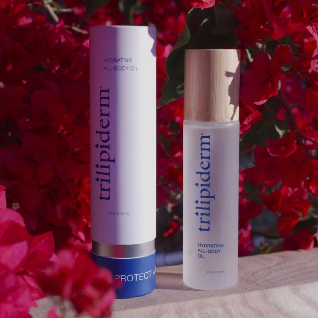 Trilipiderm Hydrating All-Body Oil – Ultra-Moisturizing, Vitamin-Rich Lipid Replacement, 4oz. Glass and Bamboo Spray Bottle
