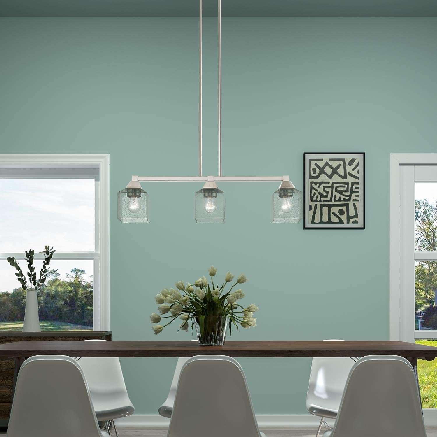 Livex Lighting Aragon 3 Light Linear Chandelier in Brushed Nickel (49763-91)