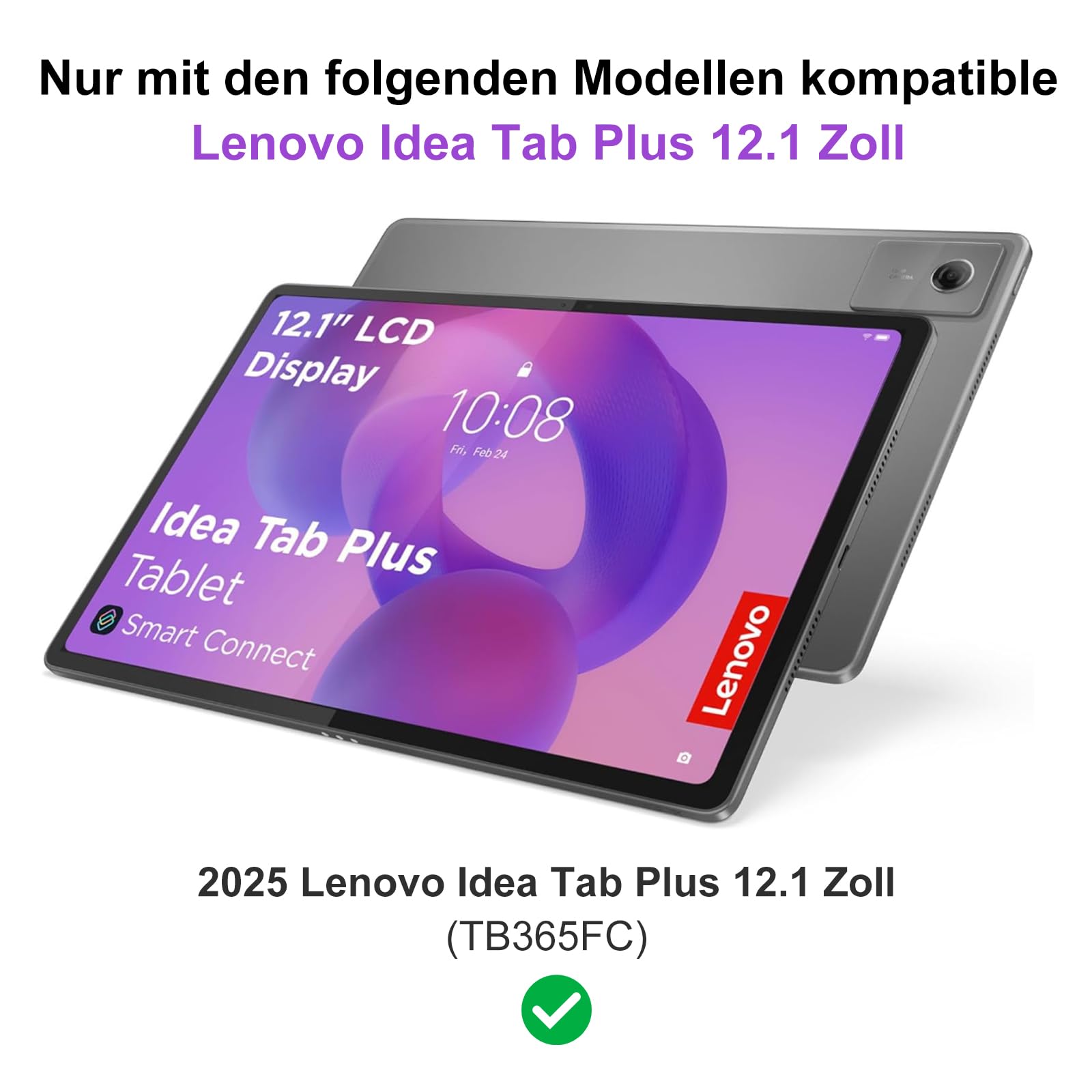 Tastatur für Lenovo Idea Tab Plus 12,1 Zoll TB361ZU/TB361FU, Schwarz | Hülle mit Tastatur für Lenovo Idea Tablet Plus 12.1" 2025 con Touchpad, Magnetisch Bluetooth Beleuchtung QWERTZ Keyboard