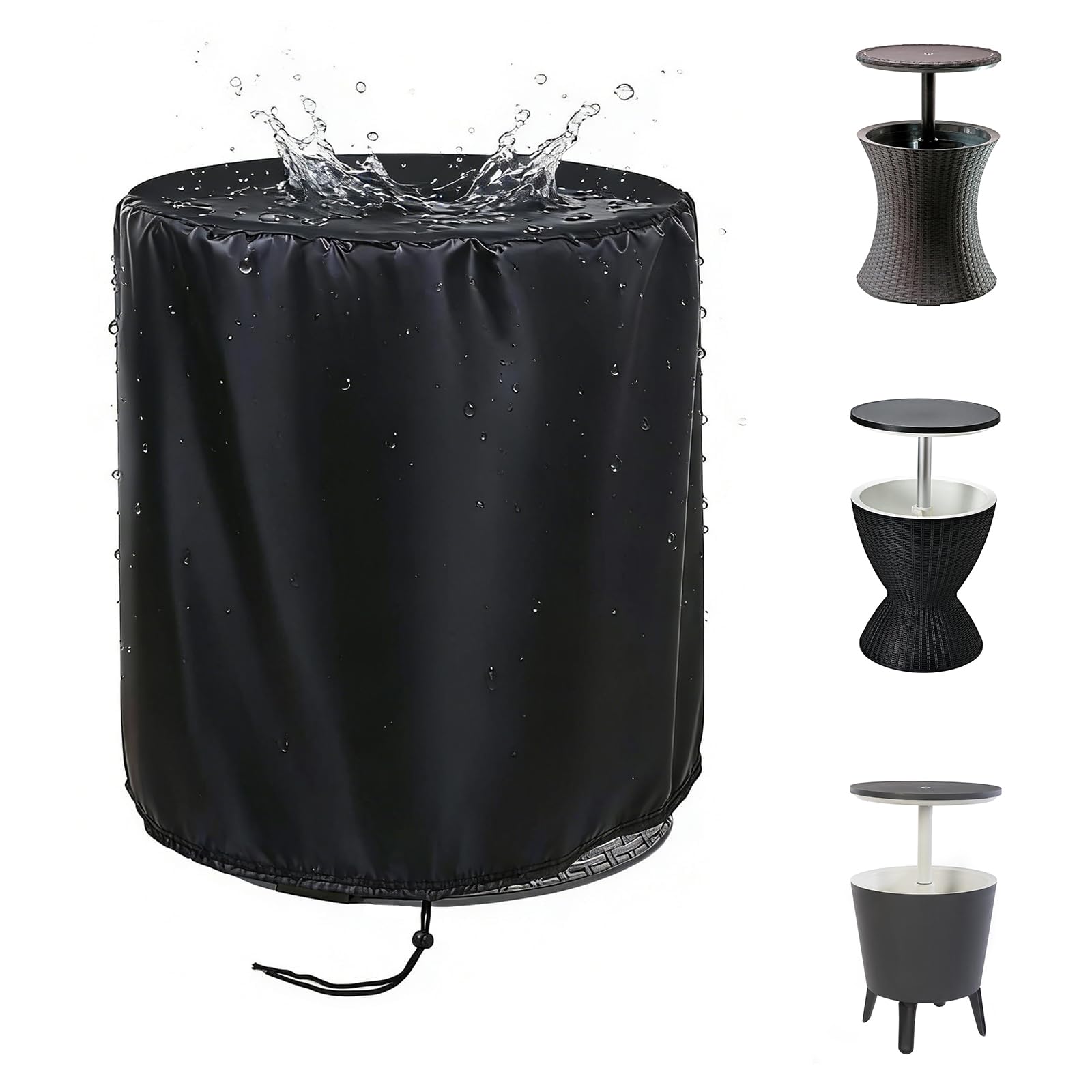 TheElves Cooler Bar Cover, Waterproof Patio Table Cover, Heavy-Duty Outdoor Cooler Protector for 7.5-Gal Cool Bar - 21"D x 23"H, Black-image-42