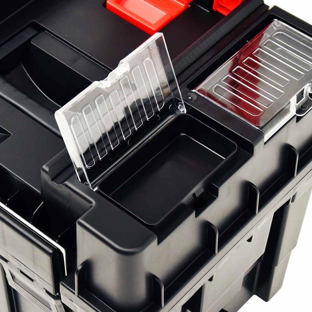 Organizador de herramientas con asa y ruedas, maletín de herramientas apilable con compartimentos para tornillos y piezas pequeñas