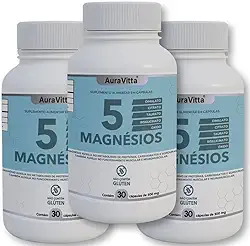 Magnésio Concentrado 5 em 1 - AuraVitta - Suplemento Alimentar 90 Cápsulas