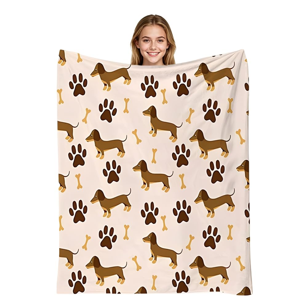 Manta de Franela,Mantas Dachshund,Manta de Perro Salchicha,Linda Decoración de Sofá,Regalo para Amantes de los Perros,para Hogar, Cama, Sofá, Todas Las Estaciones