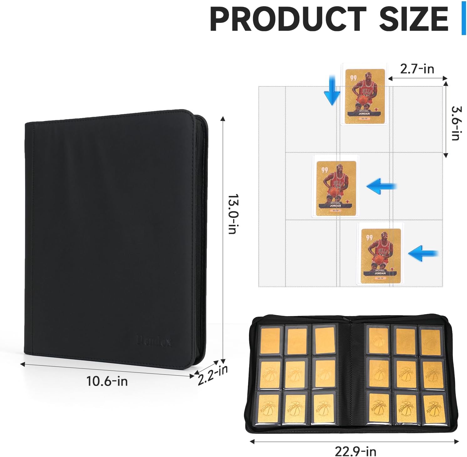 Toploader Binder, 9-Pocket Pages Holds 324 Toploaders Top Loader Binders with Sleeves for 3"x4" Toploaders for TCG, MTG Card Binder, Sports or Trading Cards Binder