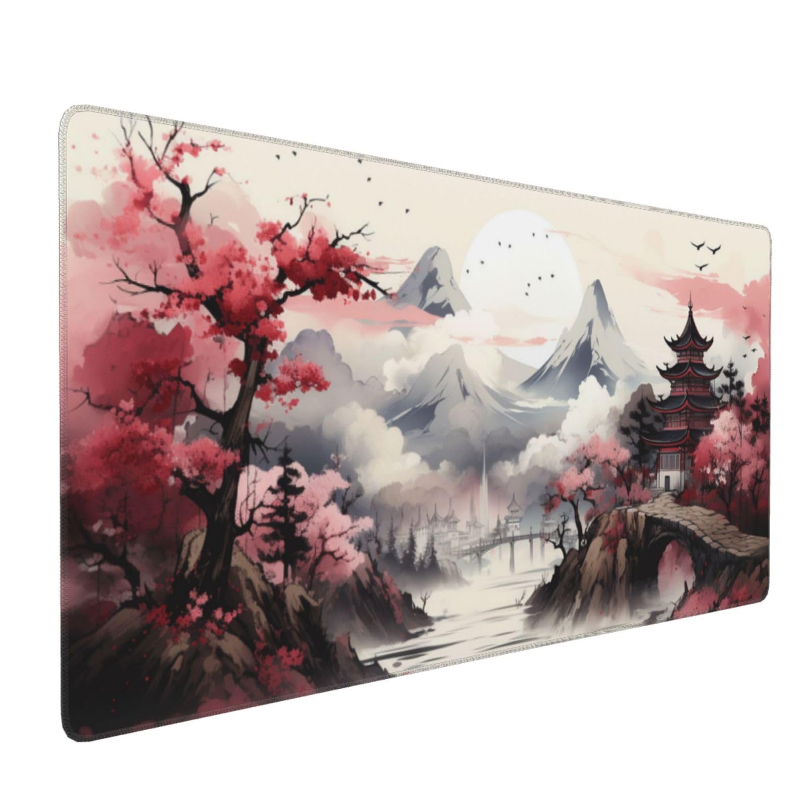 Large Mouse Pad 1200x600x4mm Japan Gaming Mouse Mat Snow Mountain XL Mousepad Anti-Fray Stitched Edges with Non-Slip Rubber Base,Ergonomic Mouse Pad Extended Desk Mat, Home Office Accessories Laptop