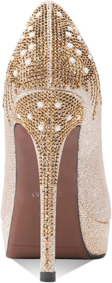 TinaCus Women's Glitter Rhinestones Pointed Closed Toe Super High Heel Platform Handmade Pumps Shoes, 4.5-9 - Image 3