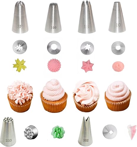 Miniatura 3 de Juego de 11 bolsas de pastelería y puntas, kit de decoración de pasteles con 2 bolsas de glaseado reutilizables, 6 puntas diferentes de bolsas de