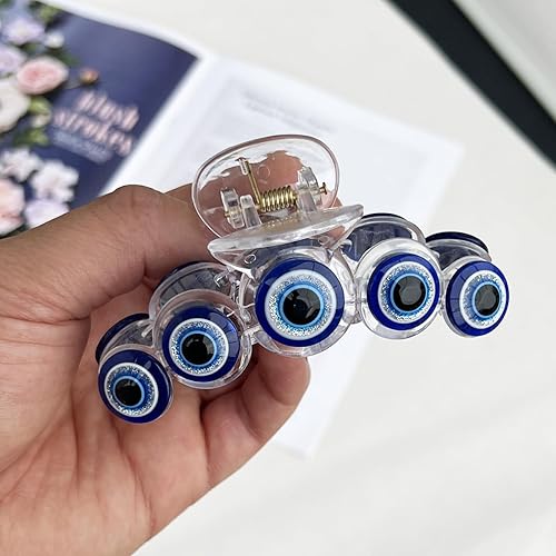 Miniatura 2 de Pinzas para el cabello de Halloween, diseño de mal de ojo azul de terror, pinzas de sujeción fuerte para el cabello de Halloween, accesorios para el