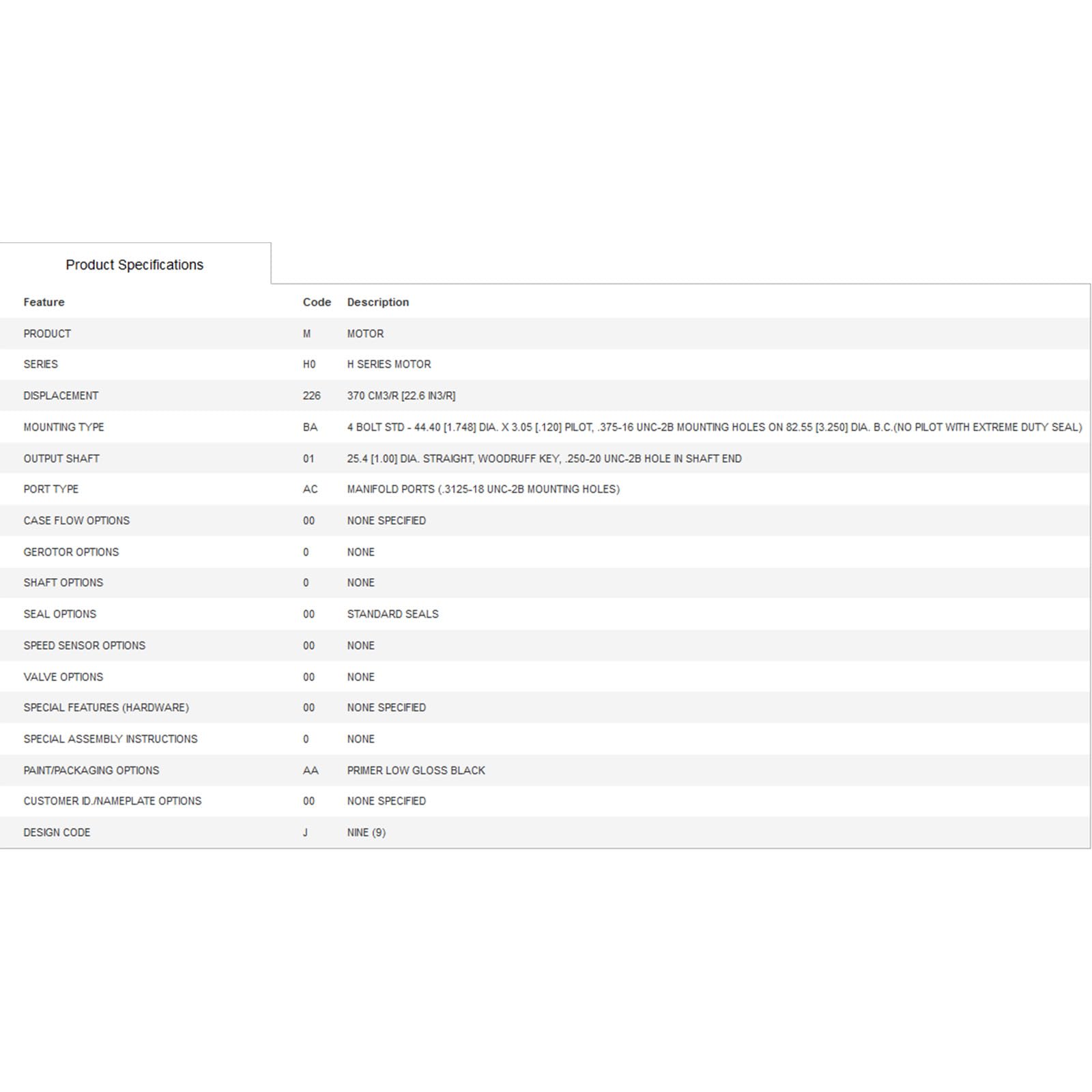 shsiyayh 101-1024-009 1011024009 101-1024 1011024 Hydraulic Motor 370 CM3/R [22.6 IN3/R] for Char-Lynn H Series