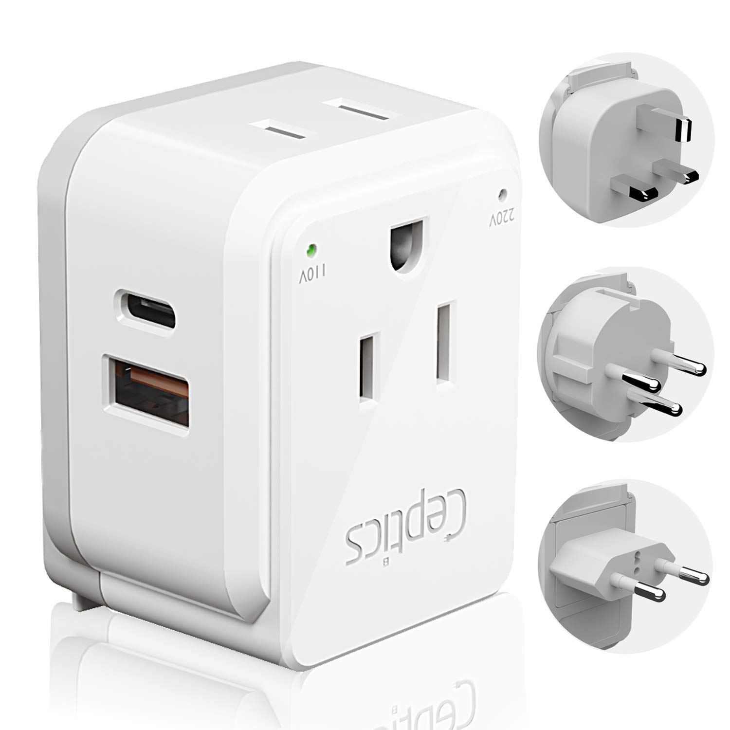 Israel, Jordan Power Plug Adapter Travel Ceptics, Safe Dual USB & USBC
