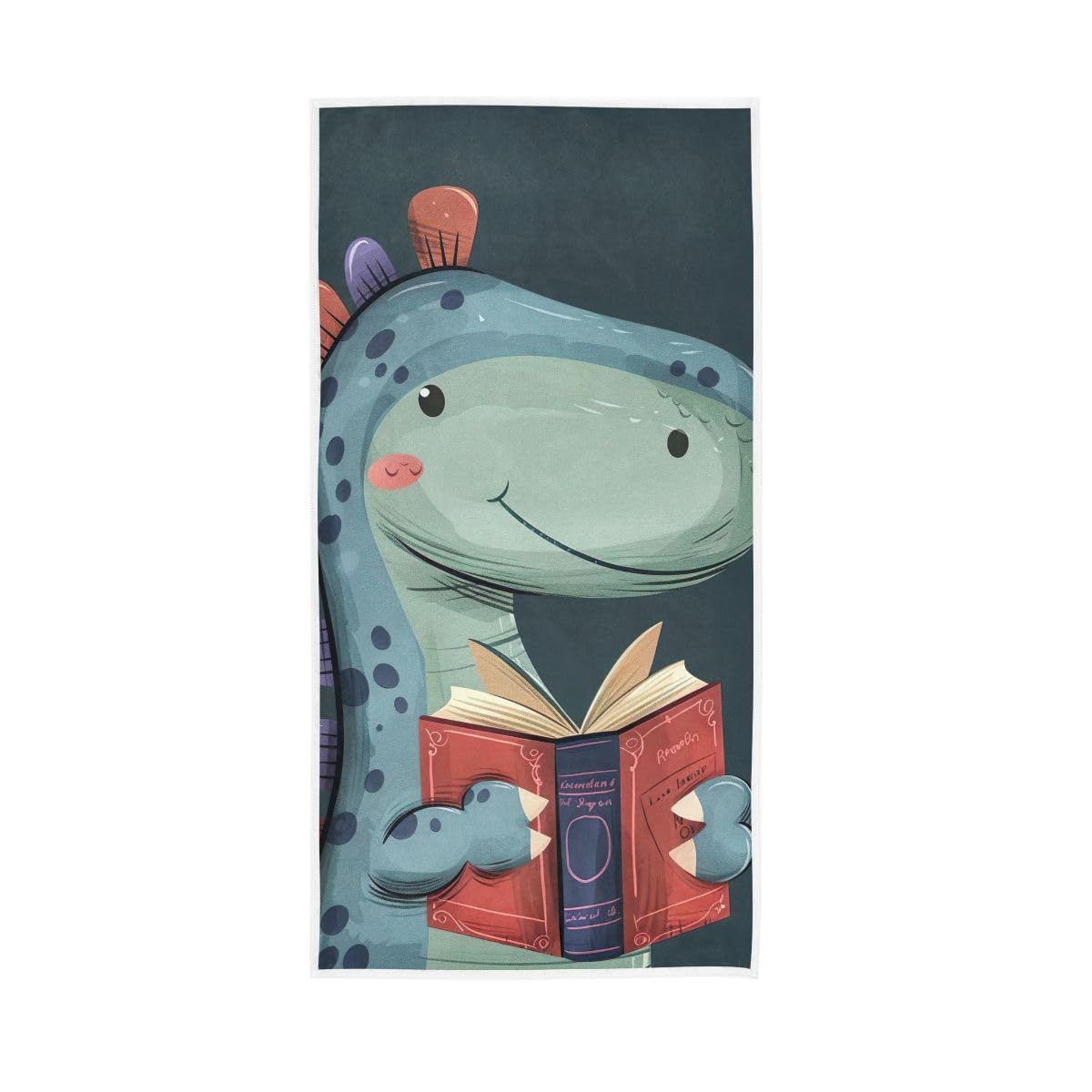LSRCPD Cute Dinosaur Holding Book Towels and Washcloths for Bathroom, Hand Towels for Bathroom, Travel, Camp, Hotel, Spa 30x76cm