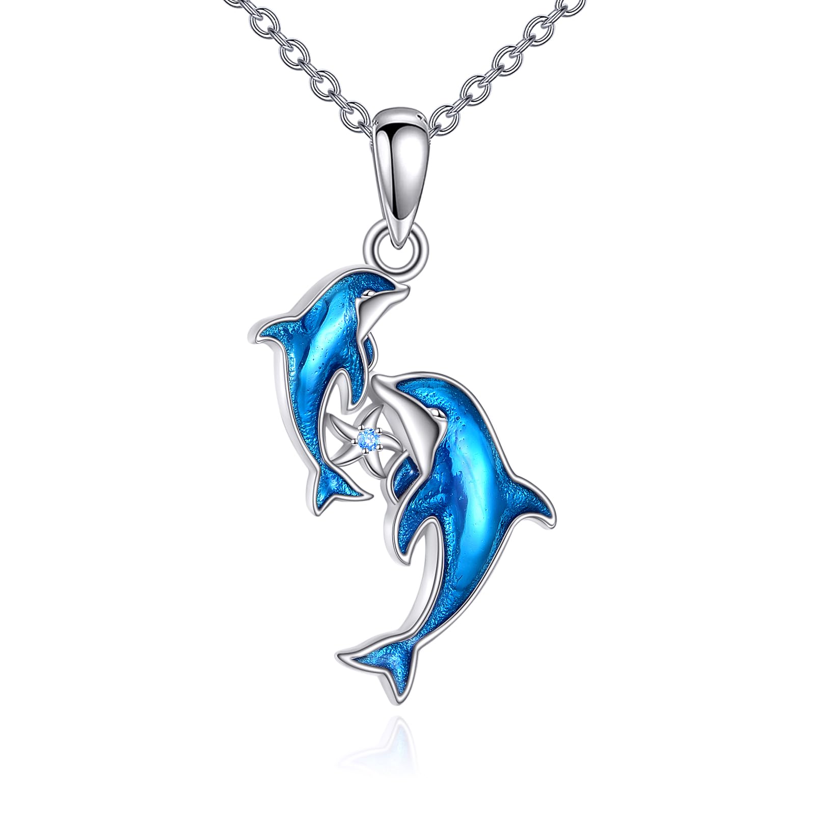 YFN 925 Sterling Silber Delfin Halskette – Elegante Meerjungfrau Anhänger Kette für Frauen – Perfekt Geschenk für Muttertag