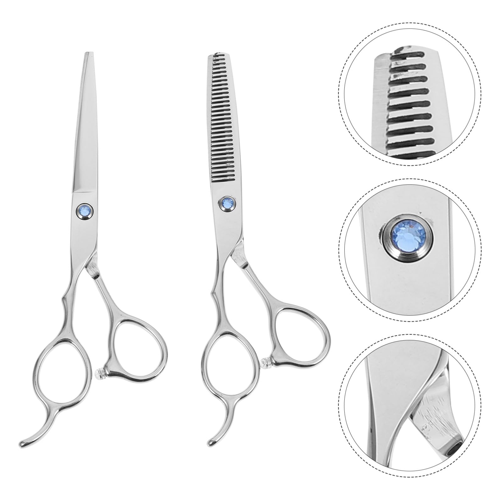 Ciseaux de Coiffure Gaucher Coupe Précise sans Accrocs 2 Pièces en Acier Inoxydable Ergonomiques Argenté pour Usage Professionnel et Amateur