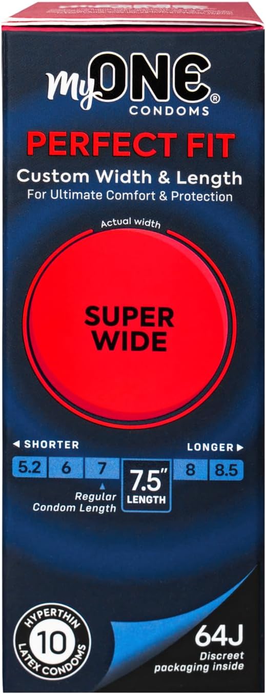 My ONE Super Wide Size 64J Custom Fit Latex Condoms with a Brass Pocket Case, 10 Count