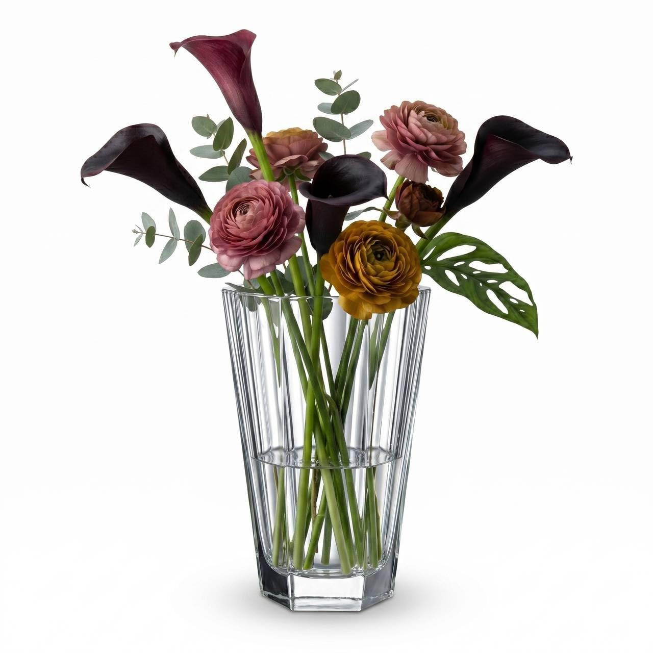 Queensway Home and Dining Queensway Home & Dining 25Cm Handcrafted Crystallin Clear Glass Flower Vase Centrepiece Gift