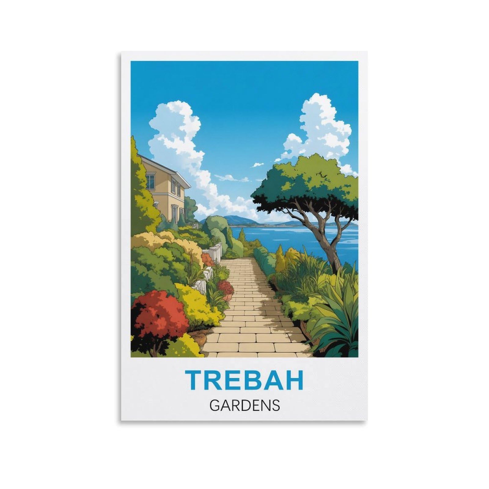 EZMLFA DIY Diamond Painting,Trebah Gardens Cornwall 5D Diamond Art DIY Cross Stitch Crystal Rhinestone Embroidery Pictures Craft for Home Wall 50x60cm