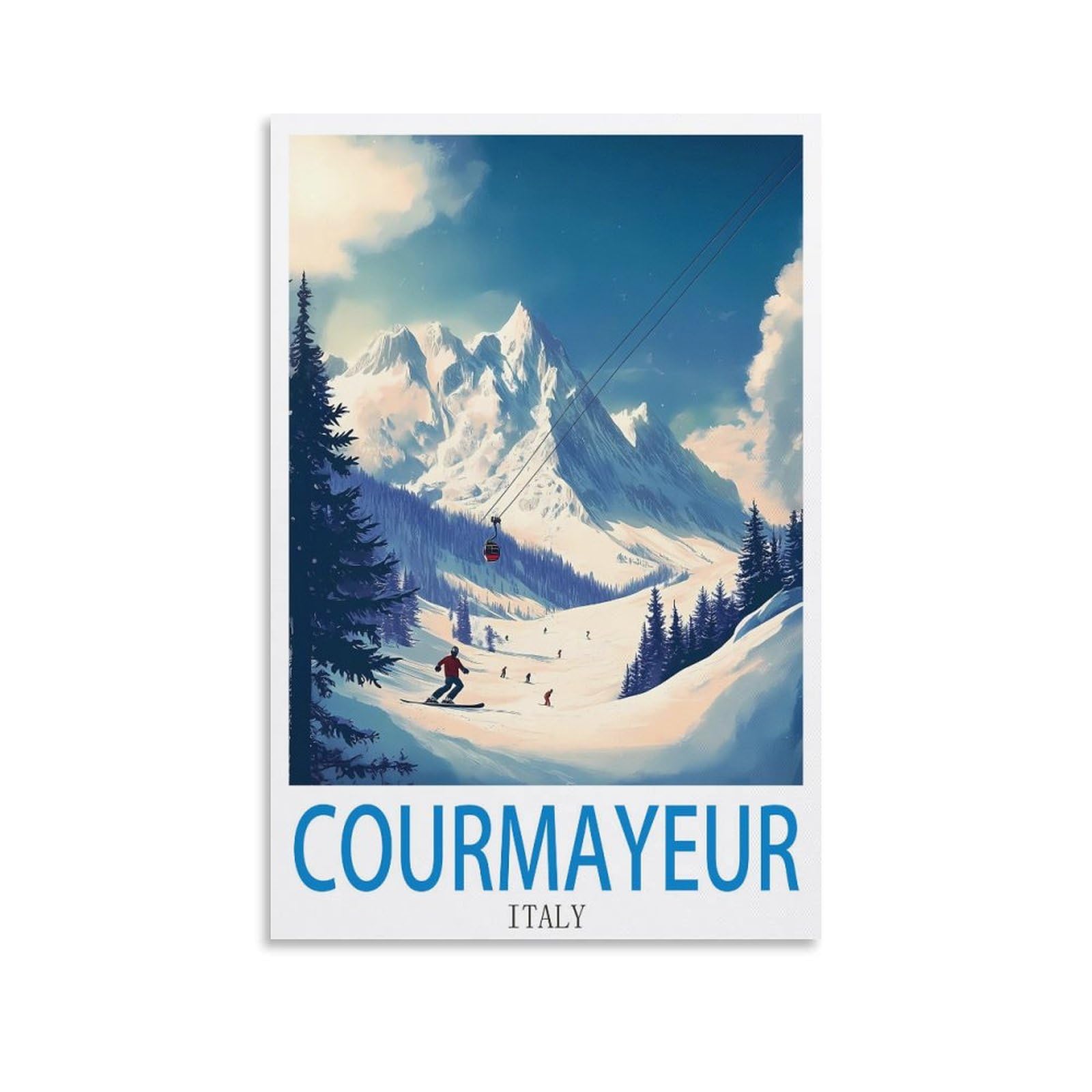 Xllyxygjq Unframe-Style Courmayeur Italy Vintage Travel Posters Ski 20X30inch(50X75cm) Canvas Wall Art Poster Print Artwork Painting Picture For Home Decoration Living Room Office Bedroom