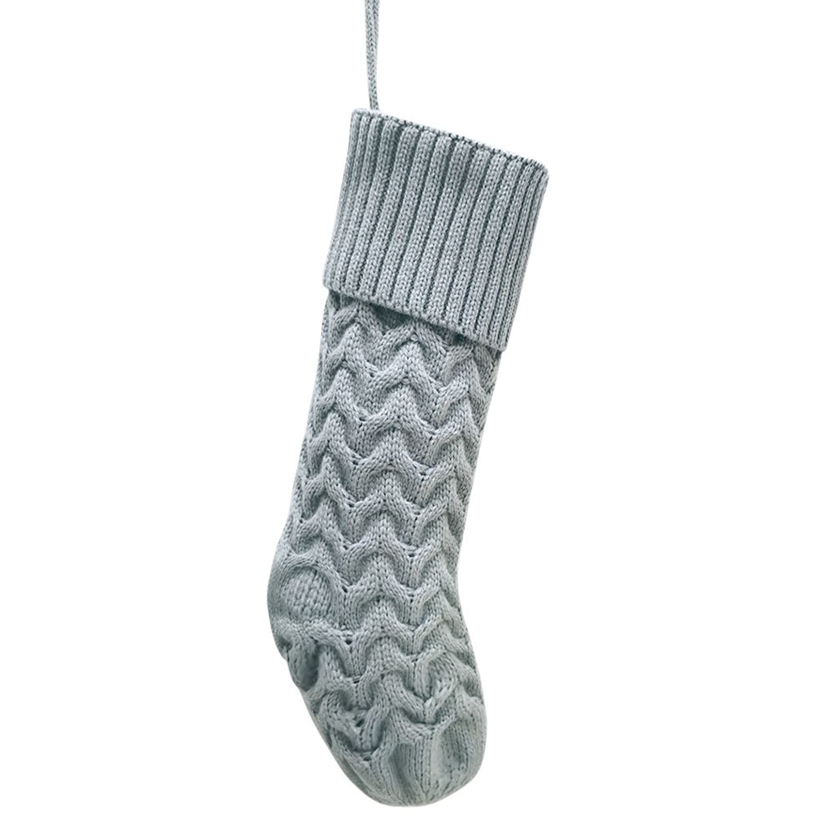 Buxuaaaa Grey Christmas Knitted Stocking Hanging Ornament Packaging Decor For Children Day Birthday Party Gift Christmas Tree Stocking Holder