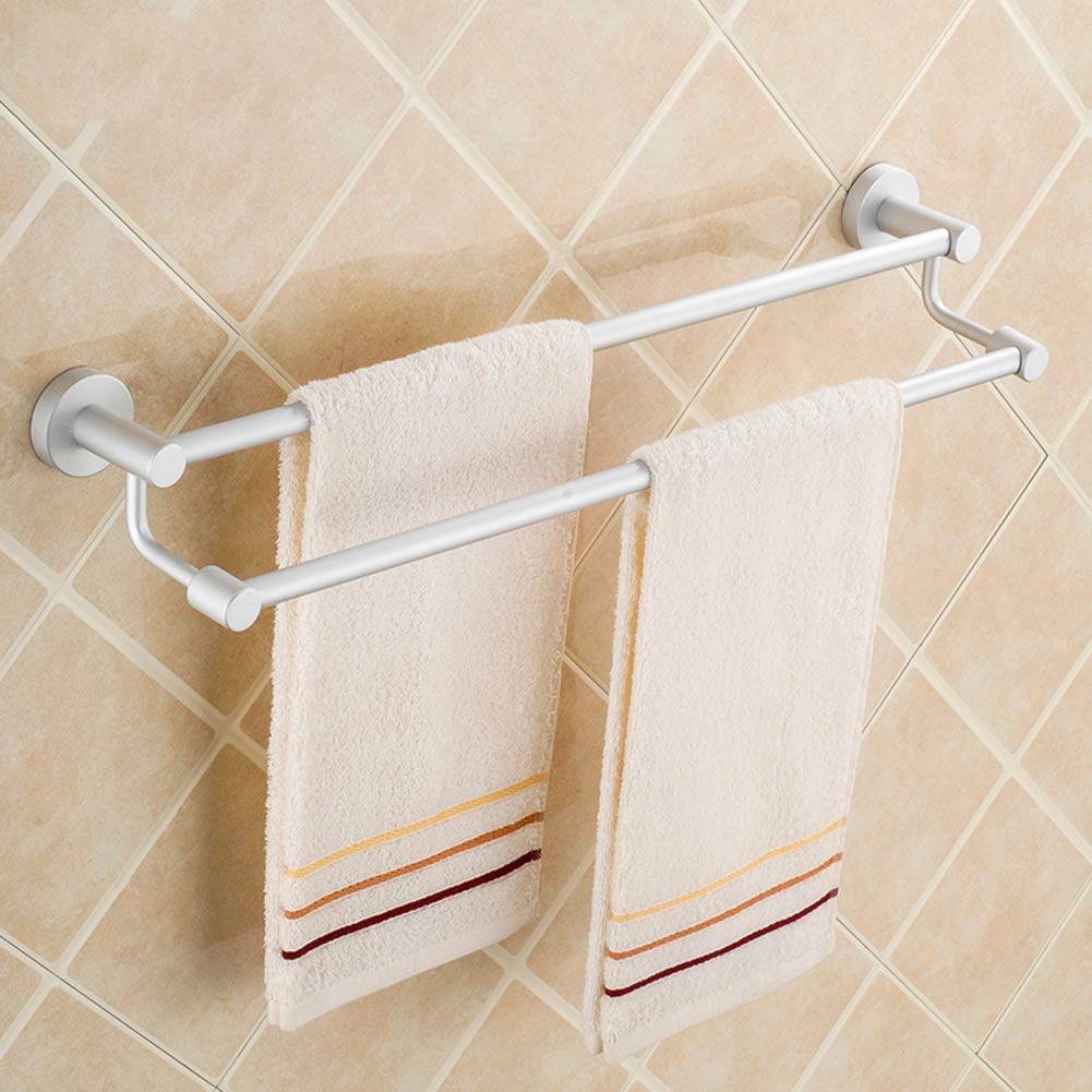 Aluminiowy wieszak na ręczniki naścienny 60 cm (24") – stylowy uchwyt na ręczniki kuchenne i łazienkowe z podwójnym prętem zapewnia oszczędność miejsca, trwałe i nowoczesne wyposażenie