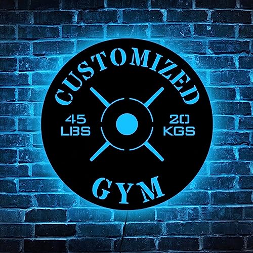 Letrero de neón LED personalizado, placa de peso metálica con luces LED, regalo para amantes del gimnasio, decoración para sala de gimnasio