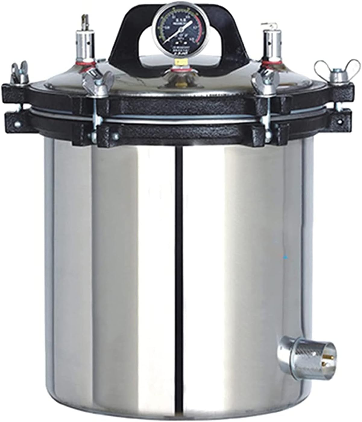 24L Presión portátil Vapor Autoclave Máquina esterilizadora de Acero Inoxidable Prevención de Quemaduras de Quemaduras en seco Portable Equipo de Autoclave de Laboratorio de Tres válvulas, 1