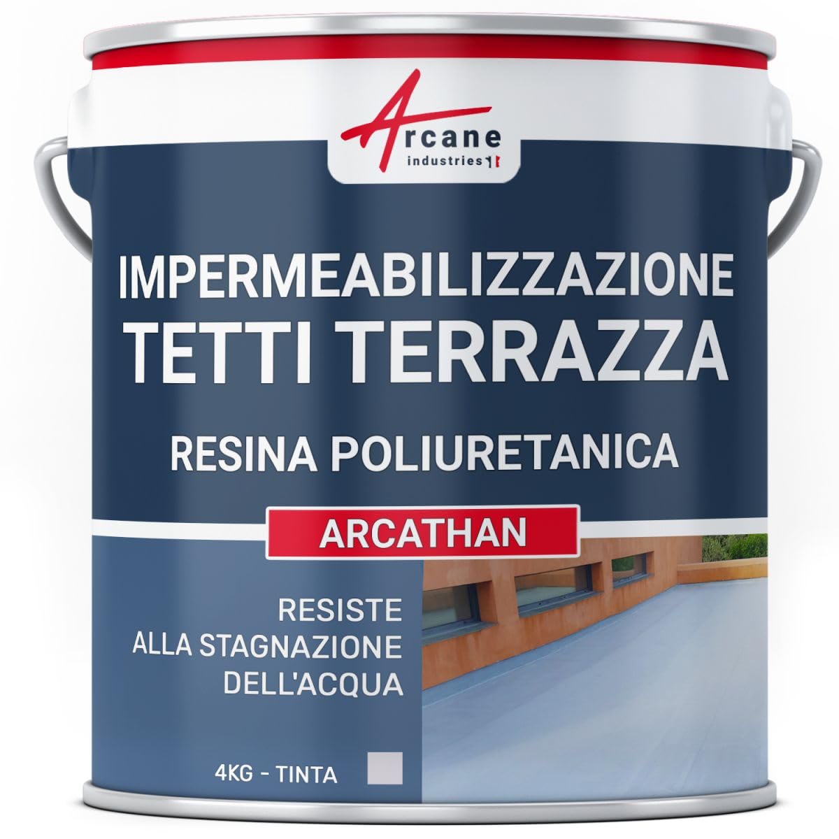 Guaina liquida per terrazzi, Guaina impermabilizzante ARCATHAN - 4 kg Grigio - ARCANE INDUSTRIES