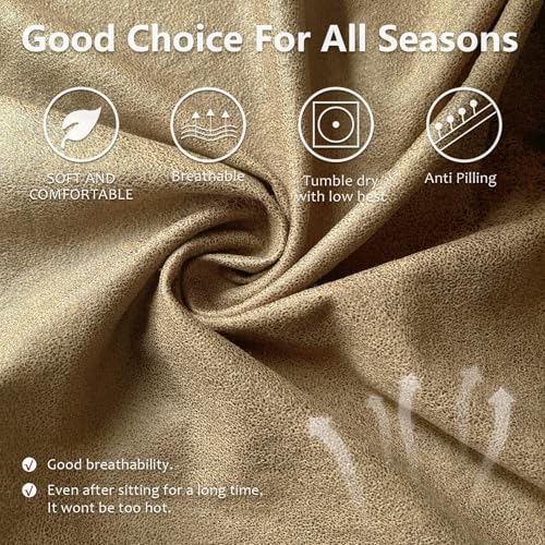 Image of molasofa Loveseat Recliner Slipcover - 6 Pieces Stretch Leather Like Recliner Sofa Cover for 2 Seat Dual Reclining Loveseat Couch, Furniture Protector with Elastic Bottom (Mustard)